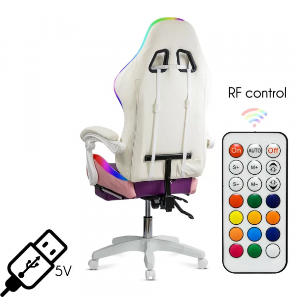 Геймърски стол в розов цвят.