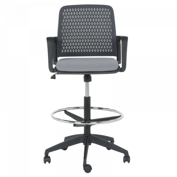 ОФИС СТОЛ 7556 BLACK, ДАМАСКА + МЕШ, СИВ