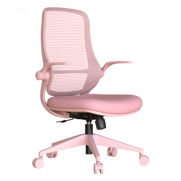Светлорозов ергономичен стол.