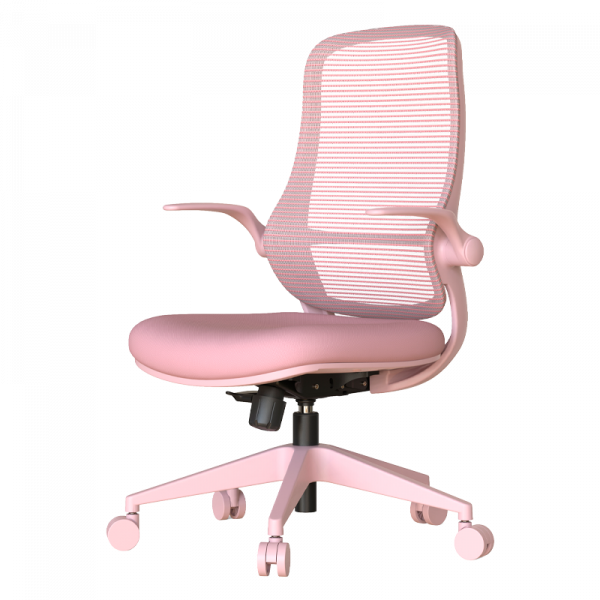 Светлорозов ергономичен стол.