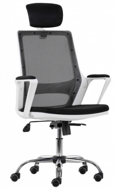 СТОЛ ДИРЕКТОРСКИ MARS WHITE 1 ХРОМ КОЖА ЧЕРЕН