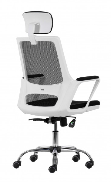 СТОЛ ДИРЕКТОРСКИ MARS WHITE 1 ХРОМ КОЖА ЧЕРЕН