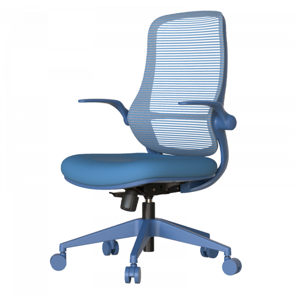 Син ергономичен стол.