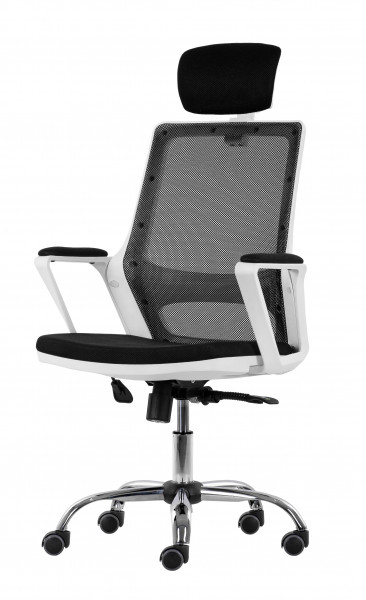 СТОЛ ДИРЕКТОРСКИ MARS WHITE 1 ХРОМ КОЖА ЧЕРЕН