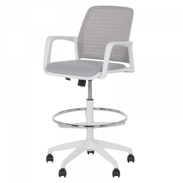 ОФИС СТОЛ 7556 WHITE, ДАМАСКА + МЕШ, СВЕТЛОСИВ